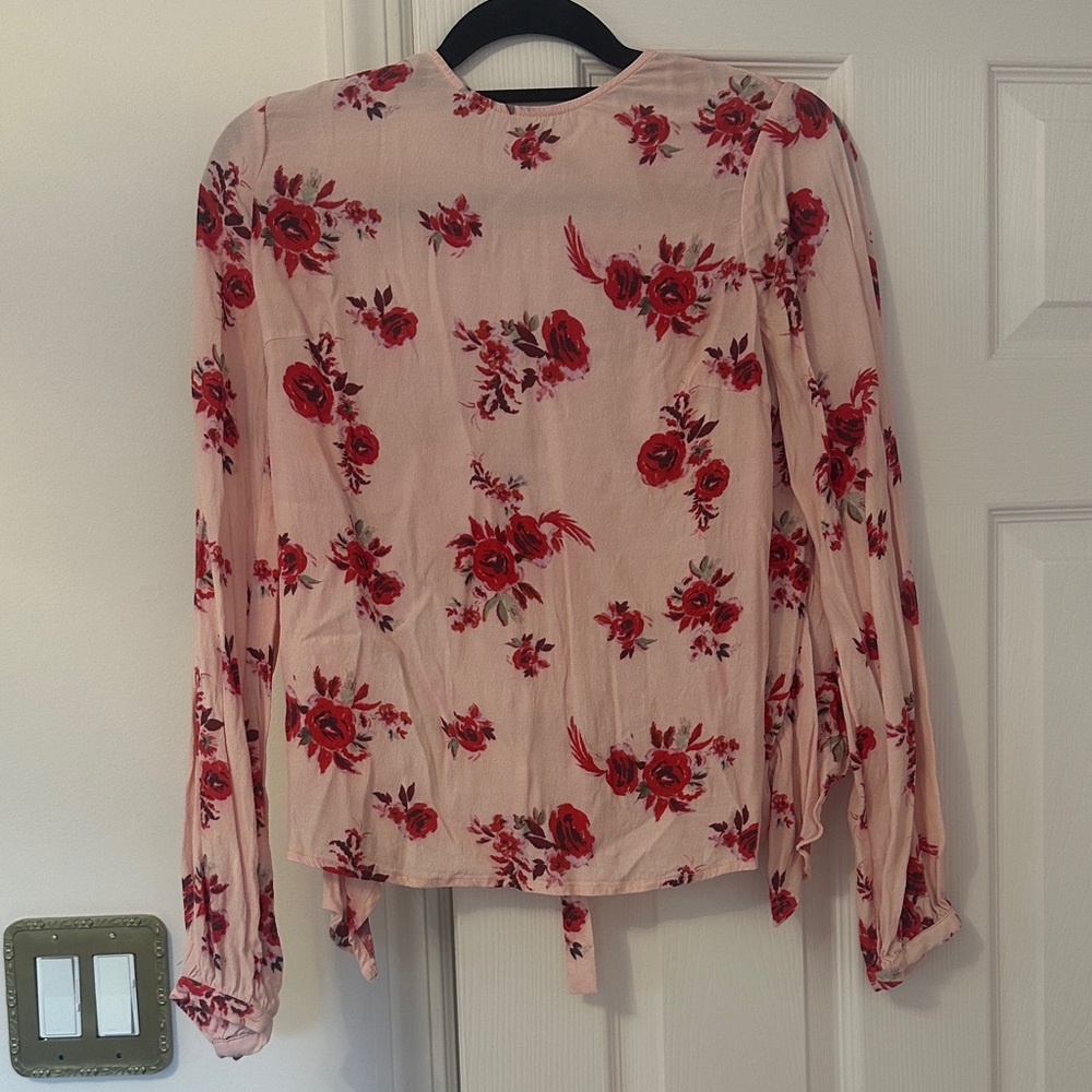 Lovers + Friends Pink Floral Blouse open back